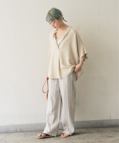 notch.（ノッチ）の「リネンストライプストレートパンツ（その他パンツ・レディース・ベージュ/グレー・TM/M）」の13枚目の写真