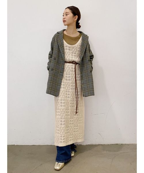 Ungrid（アングリッド）の「スリーブスリットチェックジャケット（テーラードジャケット・レディース・ベージュ/グリーン・SMALL/MEDIUM）」の7枚目の写真