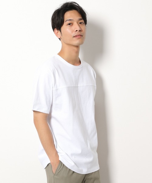 LAKOLE（ラコレ）の「14/-フットボールTシャツ / LAKOLE（Tシャツ/カットソー・メンズ・ホワイト/オリーブ/グレー/ベージュ/サックスブルー・MEDIUM/LARGE）」の2枚目の写真