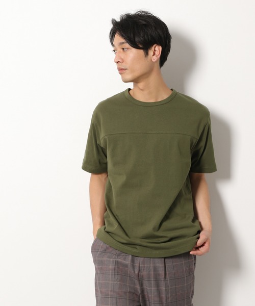 LAKOLE（ラコレ）の「14/-フットボールTシャツ / LAKOLE（Tシャツ/カットソー・メンズ・ホワイト/オリーブ/グレー/ベージュ/サックスブルー・MEDIUM/LARGE）」の4枚目の写真