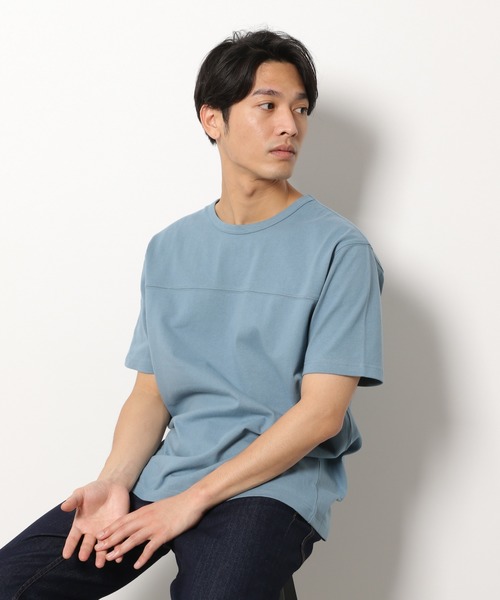 LAKOLE（ラコレ）の「14/-フットボールTシャツ / LAKOLE（Tシャツ/カットソー・メンズ・ホワイト/オリーブ/グレー/ベージュ/サックスブルー・MEDIUM/LARGE）」の5枚目の写真