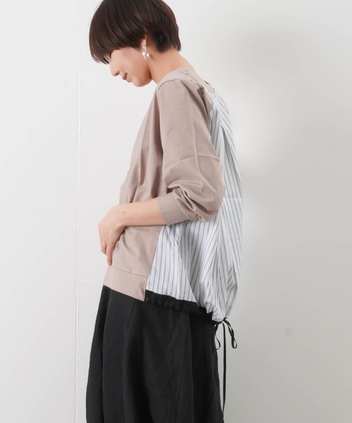 ニット セーター LC/LLL ドッキングカーディガン/ストライプ切替カーディガン レディース LADY LUCK LUCA ニット セーター LC/LLL ドッキングカーディガン