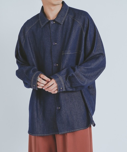 epnok（エプノック）の「デニムオーバーシャツ（シャツ/ブラウス・メンズ・ブラック/インディゴブルー・MEDIUM/LARGE）」の2枚目の写真
