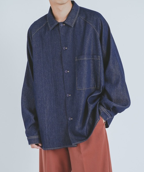 epnok（エプノック）の「デニムオーバーシャツ（シャツ/ブラウス・メンズ・ブラック/インディゴブルー・MEDIUM/LARGE）」の3枚目の写真