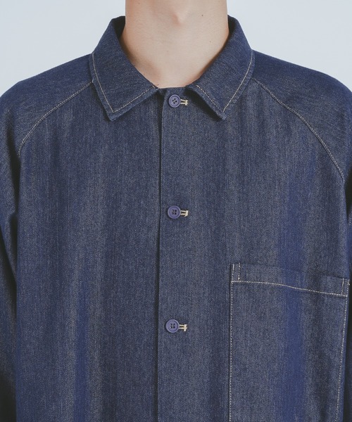 epnok（エプノック）の「デニムオーバーシャツ（シャツ/ブラウス・メンズ・ブラック/インディゴブルー・MEDIUM/LARGE）」の10枚目の写真