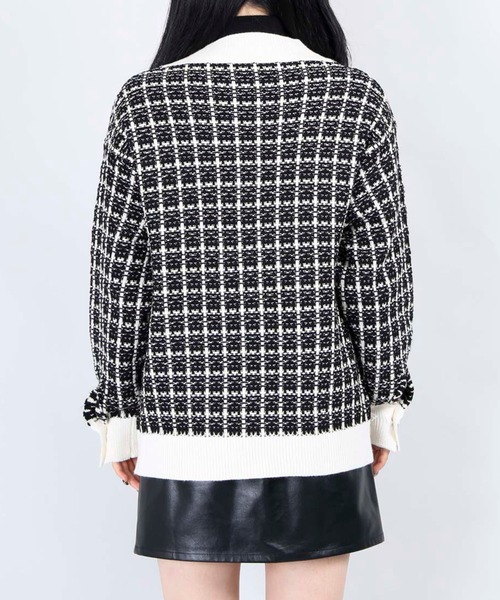 WC(ダブル シー)の「WC/ツイードニットカーディガン(カーディガン/ボレロ・レディース・ホワイト/ブラック・FREE)」の8枚目の写真