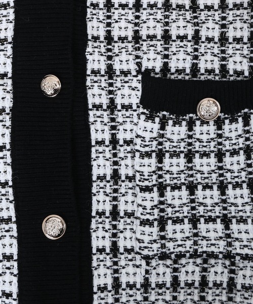 WC(ダブル シー)の「WC/ツイードニットカーディガン(カーディガン/ボレロ・レディース・ホワイト/ブラック・FREE)」の9枚目の写真