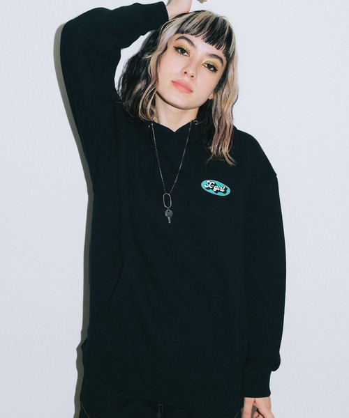 X-girl（エックスガール）の「OVAL LOGO SWEAT HOODIE（パーカー