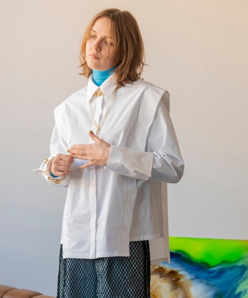 MAISON SPECIAL（メゾンスペシャル）の「2WAYスリーブパワーショルダーシャツ【MAISON SPECIAL/メゾンスペシャル】（シャツ/ブラウス・レディース・ホワイト/カーキ/ブルー・FREE）」の10枚目の写真