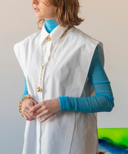 MAISON SPECIAL（メゾンスペシャル）の「2WAYスリーブパワーショルダーシャツ【MAISON SPECIAL/メゾンスペシャル】（シャツ/ブラウス・レディース・ホワイト/カーキ/ブルー・FREE）」の6枚目の写真