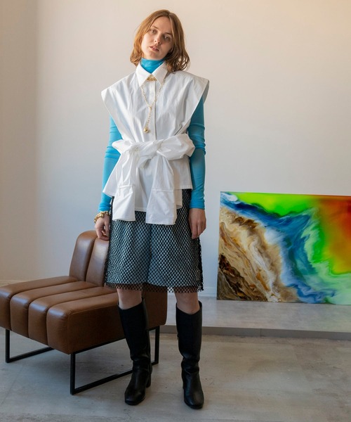 MAISON SPECIAL（メゾンスペシャル）の「2WAYスリーブパワーショルダーシャツ【MAISON SPECIAL/メゾンスペシャル】（シャツ/ブラウス・レディース・ホワイト/カーキ/ブルー・FREE）」の12枚目の写真