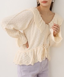 one after another NICE CLAUP | 透かしニット衿付きカーディガン(カーディガン/ボレロ)