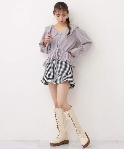 one after another NICE CLAUP（ワンアフターアナザーナイスクラップ）の「透かしニット衿付きカーディガン（カーディガン/ボレロ・レディース・ブラック/ベージュ/オフホワイト/ラベンダー・FREE）」の20枚目の写真