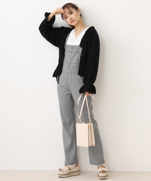 one after another NICE CLAUP（ワンアフターアナザーナイスクラップ）の「透かしニット衿付きカーディガン（カーディガン/ボレロ・レディース・ブラック/ベージュ/オフホワイト/ラベンダー・FREE）」の13枚目の写真