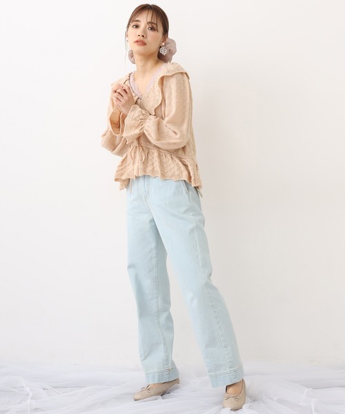 one after another NICE CLAUP（ワンアフターアナザーナイスクラップ）の「透かしニット衿付きカーディガン（カーディガン/ボレロ・レディース・ブラック/ベージュ/オフホワイト/ラベンダー・FREE）」の19枚目の写真