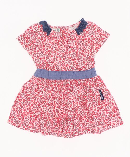 RAGMART（ラグマート）の「レース襟ギャザーワンピース ギンガムチェック 幾何柄 花柄（ワンピース・キッズ・レッド/グリーン/ブラック・80ｃｍ/90cm/95cm）」の5枚目の写真