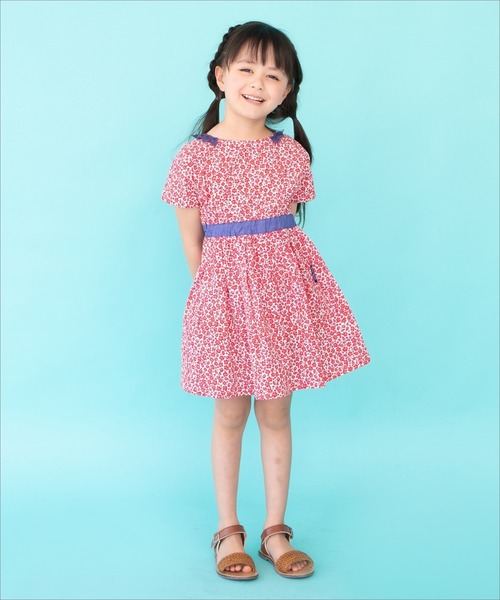 RAGMART（ラグマート）の「レース襟ギャザーワンピース ギンガムチェック 幾何柄 花柄（ワンピース・キッズ・レッド/グリーン/ブラック・80ｃｍ/90cm/95cm）」の6枚目の写真