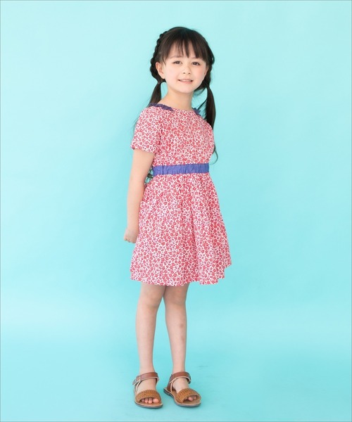 RAGMART（ラグマート）の「レース襟ギャザーワンピース ギンガムチェック 幾何柄 花柄（ワンピース・キッズ・レッド/グリーン/ブラック・80ｃｍ/90cm/95cm）」の7枚目の写真