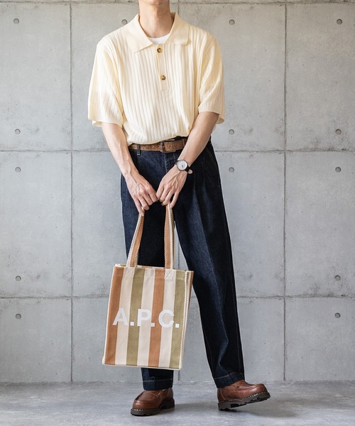 anown(アノン)の「リネンタッチ サマーニットポロシャツ【ファッションインフルエンサー しゅんたろー×anown 限定コラボ】(ポロシャツ・メンズ・ベージュ/ブラウン/ブルー・M/L)」の11枚目の写真