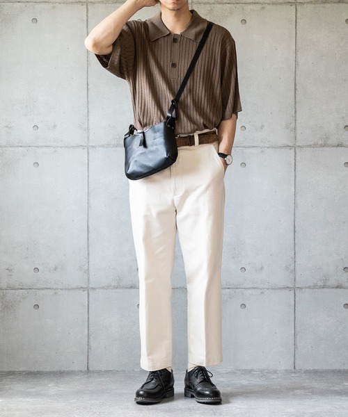 anown(アノン)の「リネンタッチ サマーニットポロシャツ【ファッションインフルエンサー しゅんたろー×anown 限定コラボ】(ポロシャツ・メンズ・ベージュ/ブラウン/ブルー・M/L)」の5枚目の写真