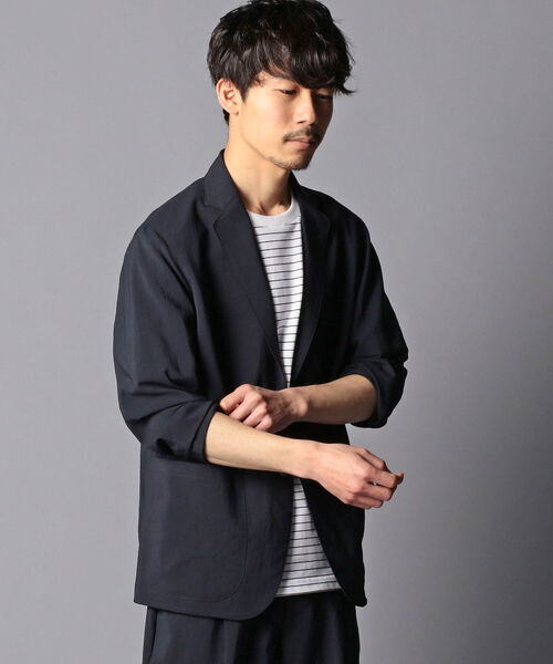 GLOSTER（グロスター）の「EVALET QUICK DRY JACKET　セットアップ テーラードジャケット (※リモートワークにも最適な吸水速乾、ウォッシャブル、シワになりにくい機能素材を使用！)（テーラードジャケット・メンズ・ネイビー/ベージュ系その他5・S/M/L）」の2枚目の写真