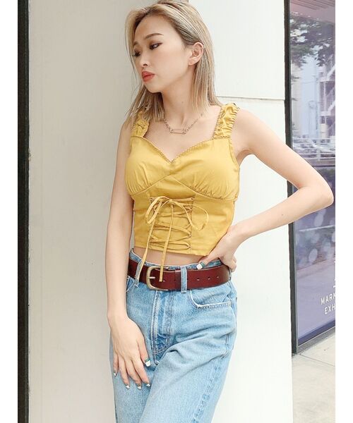 GYDA（ジェイダ）の「レースアップデザインブラウス（シャツ/ブラウス・レディース・オフホワイト/マスタード・FREE）」の3枚目の写真