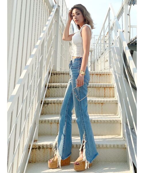 GYDA（ジェイダ）の「レースアップデザインブラウス（シャツ/ブラウス・レディース・オフホワイト/マスタード・FREE）」の7枚目の写真