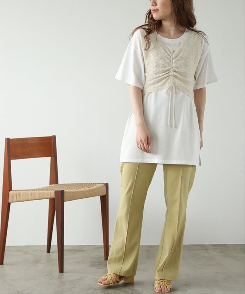 RAY CASSIN（レイカズン）の「リネンライクリラックスセミフレアパンツ（その他パンツ・レディース・ブラック/カーキ/ライトカーキ/キナリ/テラコッタ・SMALL/MEDIUM）」の19枚目の写真