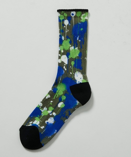 KATHARINE HAMNETT LONDON （キャサリンハムネットロンドン）の「KATHARINE HAMNETT LONDON/キャサリンハムネットロンドン Love Spray socks（ソックス/靴下・メンズ・チャコール/カーキ・FREE/25-27CM）」の5枚目の写真