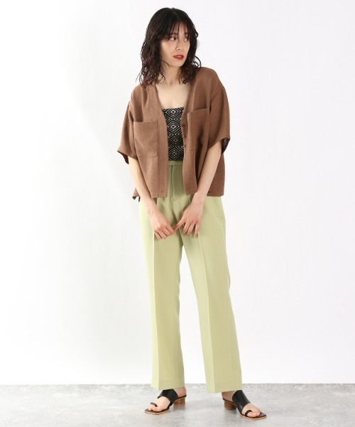 LOWRYS FARM（ローリーズファーム）の「メッシュショートシャツカーディガンＳＳ　943184（シャツ/ブラウス・レディース・ブラウン/アイボリー/ブルー・FREE）」の4枚目の写真