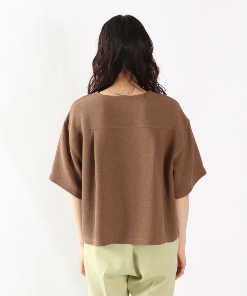 LOWRYS FARM（ローリーズファーム）の「メッシュショートシャツカーディガンＳＳ　943184（シャツ/ブラウス・レディース・ブラウン/アイボリー/ブルー・FREE）」の8枚目の写真