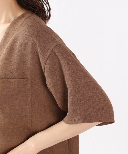 LOWRYS FARM（ローリーズファーム）の「メッシュショートシャツカーディガンＳＳ　943184（シャツ/ブラウス・レディース・ブラウン/アイボリー/ブルー・FREE）」の10枚目の写真