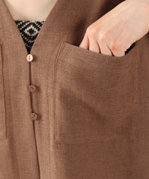 LOWRYS FARM（ローリーズファーム）の「メッシュショートシャツカーディガンＳＳ　943184（シャツ/ブラウス・レディース・ブラウン/アイボリー/ブルー・FREE）」の13枚目の写真