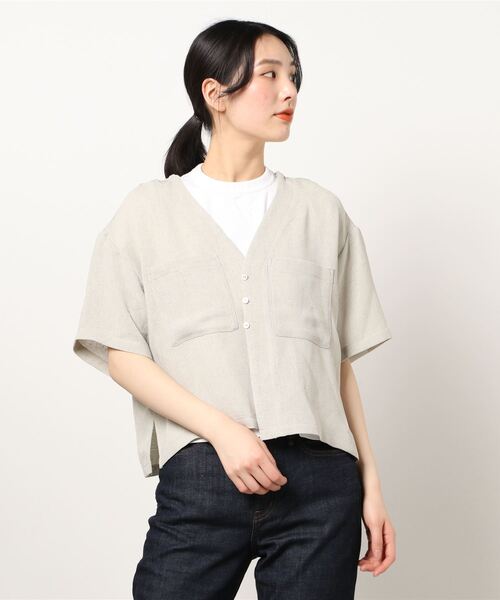 LOWRYS FARM（ローリーズファーム）の「メッシュショートシャツカーディガンＳＳ　943184（シャツ/ブラウス・レディース・ブラウン/アイボリー/ブルー・FREE）」の19枚目の写真