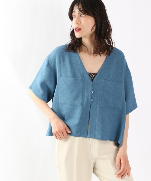 LOWRYS FARM（ローリーズファーム）の「メッシュショートシャツカーディガンＳＳ　943184（シャツ/ブラウス・レディース・ブラウン/アイボリー/ブルー・FREE）」の21枚目の写真