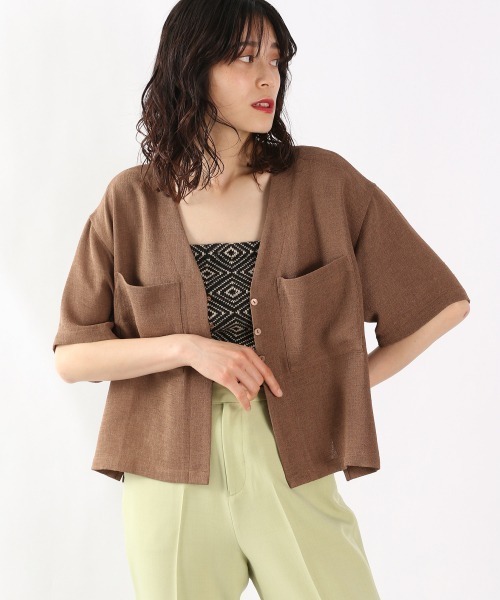 LOWRYS FARM（ローリーズファーム）の「メッシュショートシャツカーディガンＳＳ　943184（シャツ/ブラウス・レディース・ブラウン/アイボリー/ブルー・FREE）」の22枚目の写真