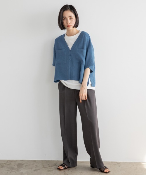 LOWRYS FARM（ローリーズファーム）の「メッシュショートシャツカーディガンＳＳ　943184（シャツ/ブラウス・レディース・ブラウン/アイボリー/ブルー・FREE）」の20枚目の写真