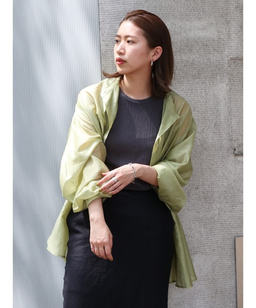 Ungrid（アングリッド）の「【WEB限定】スリーブボリュームシアーブラウス（シャツ/ブラウス・レディース・ブルー/オレンジ/イエロー/ピンク/オフホワイト/カーキ・FREE）」の10枚目の写真