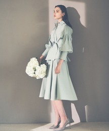 RUIRUE BOUTIQUE（ルイルエブティック）の「洗えるバルーンスリーブシャツ＆フレアスカートセットアップ（ワンピース・レディース）」