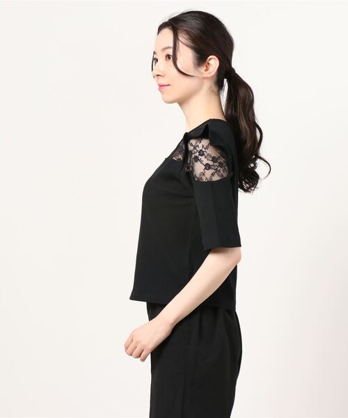 WEGO（ウィゴー）の「WEGO/オープンショルダーレースフリルT（Tシャツ/カットソー・レディース・ブラック/ホワイト・FREE）」の7枚目の写真