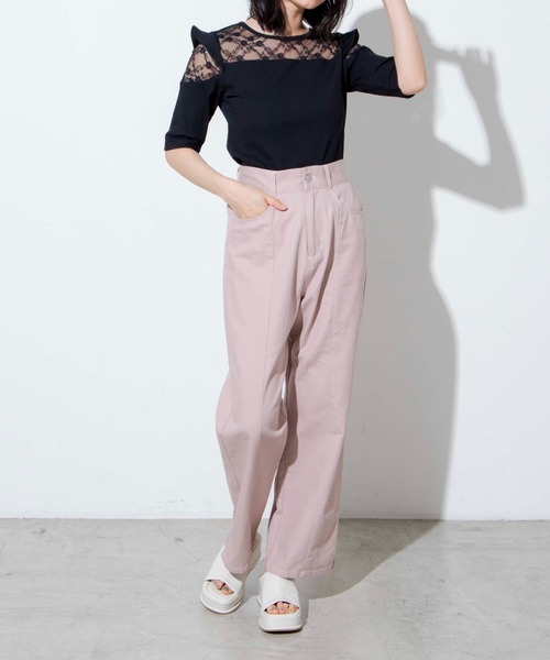 WEGO（ウィゴー）の「WEGO/オープンショルダーレースフリルT（Tシャツ/カットソー・レディース・ブラック/ホワイト・FREE）」の9枚目の写真