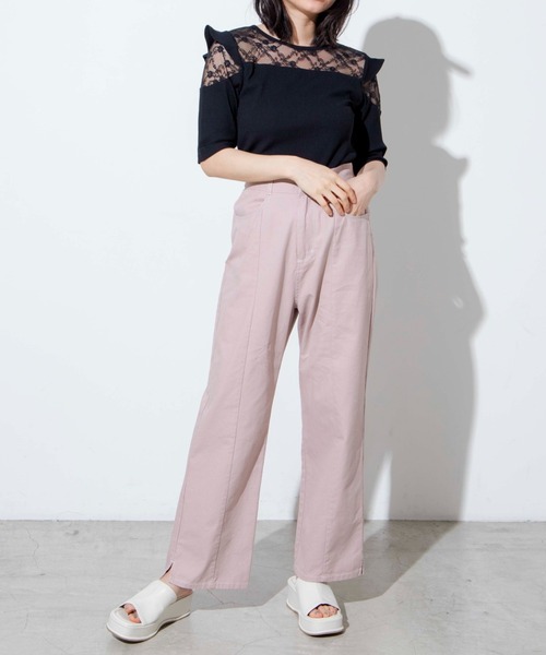 WEGO（ウィゴー）の「WEGO/オープンショルダーレースフリルT（Tシャツ/カットソー・レディース・ブラック/ホワイト・FREE）」の12枚目の写真