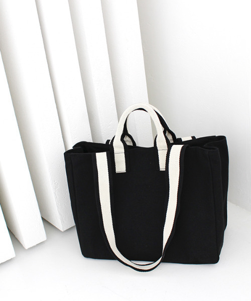 MODE ROBE(モードローブ)の「キャンパストートバッグ(トートバッグ・レディース・ブラック/アイボリー・FREE)」の3枚目の写真