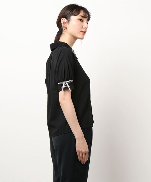 ★未使用★axes femme 美女と野獣コラボ フェミニンボータイ刺繍ブラウス ワンポイントが可愛い♡axes femmeとPOETIQUEの柄刺繍ブラウスを