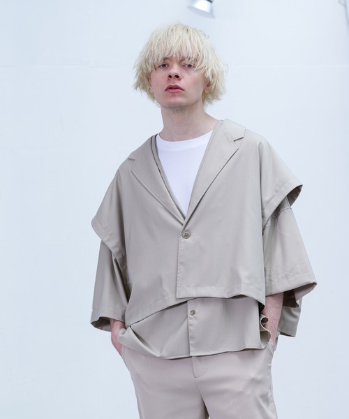 YUEATE（ユエイト）の「YUEATE - "3way trench shirt" 3wayトレンチシャツ（シャツ/ブラウス・メンズ・ブラック/グレイッシュベージュ・MEDIUM/LARGE）」の10枚目の写真