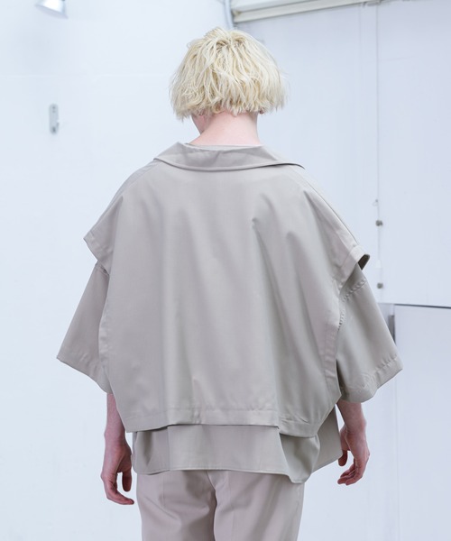 YUEATE（ユエイト）の「YUEATE - "3way trench shirt" 3wayトレンチシャツ（シャツ/ブラウス・メンズ・ブラック/グレイッシュベージュ・MEDIUM/LARGE）」の12枚目の写真