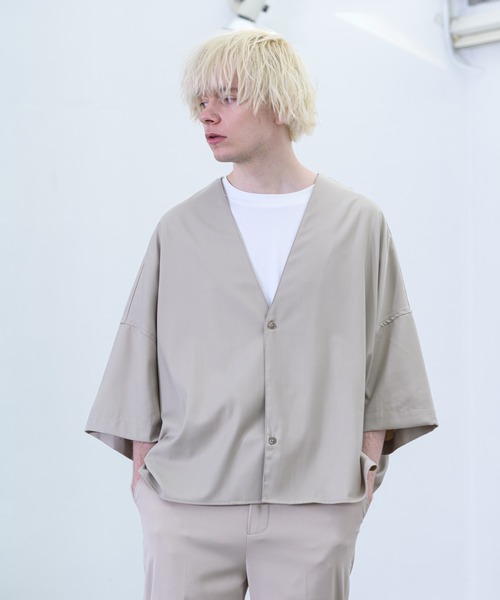 YUEATE（ユエイト）の「YUEATE - "3way trench shirt" 3wayトレンチシャツ（シャツ/ブラウス・メンズ・ブラック/グレイッシュベージュ・MEDIUM/LARGE）」の17枚目の写真