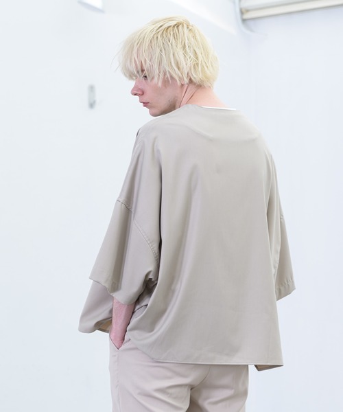 YUEATE（ユエイト）の「YUEATE - "3way trench shirt" 3wayトレンチシャツ（シャツ/ブラウス・メンズ・ブラック/グレイッシュベージュ・MEDIUM/LARGE）」の19枚目の写真