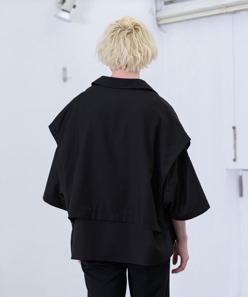 YUEATE（ユエイト）の「YUEATE - "3way trench shirt" 3wayトレンチシャツ（シャツ/ブラウス・メンズ・ブラック/グレイッシュベージュ・MEDIUM/LARGE）」の16枚目の写真