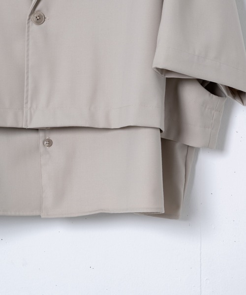 YUEATE（ユエイト）の「YUEATE - "3way trench shirt" 3wayトレンチシャツ（シャツ/ブラウス・メンズ・ブラック/グレイッシュベージュ・MEDIUM/LARGE）」の3枚目の写真